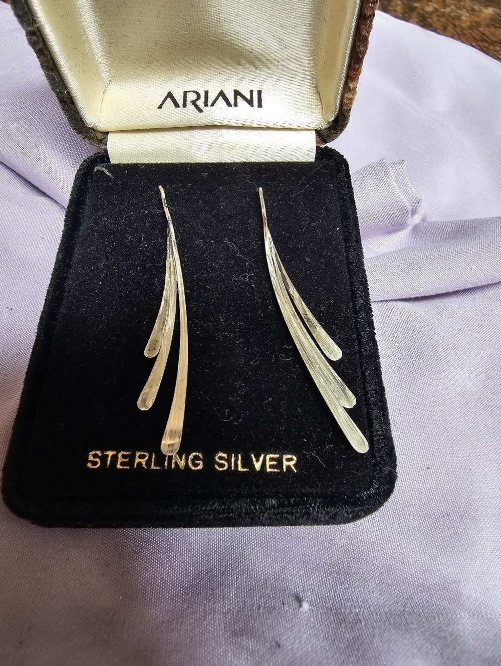 Vintage Ariani Sterling Silver Layered Teardrop Dangle Earrings - Silver